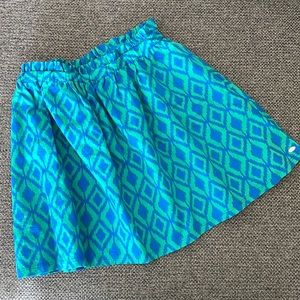 Fun, geometric print full skirt with paper bag waist